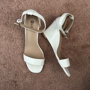 White Open-Toe Wedges